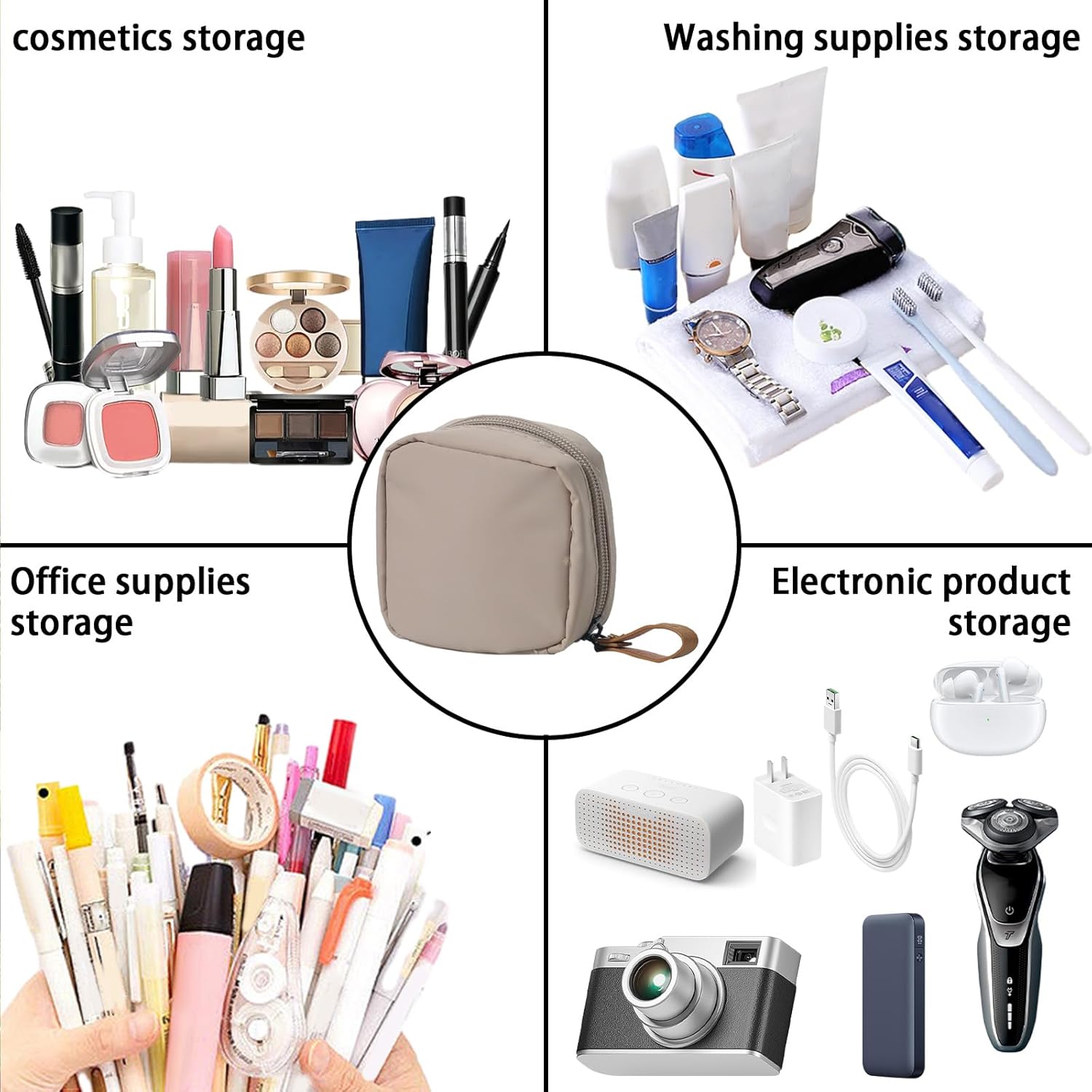 Bolsa de maquillaje bolsa de cosméticos de viaje, bolsa de aseo organizadora, bolsa de accesorios de viaje, Mini Rosa Claro, Todos