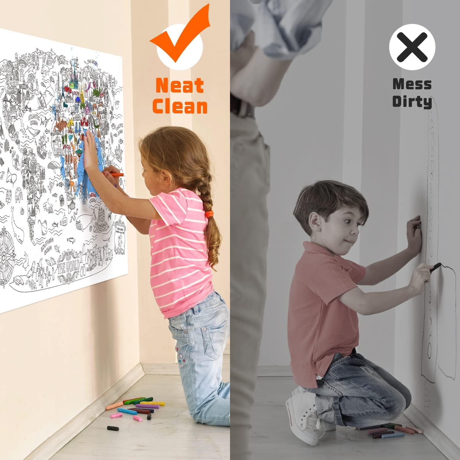 Jar Melo Póster gigante para colorear para niños póster gigante para colorear de pared, 45.3 x 31.5 pulgadas, mantel grande, regalos de cumpleaños