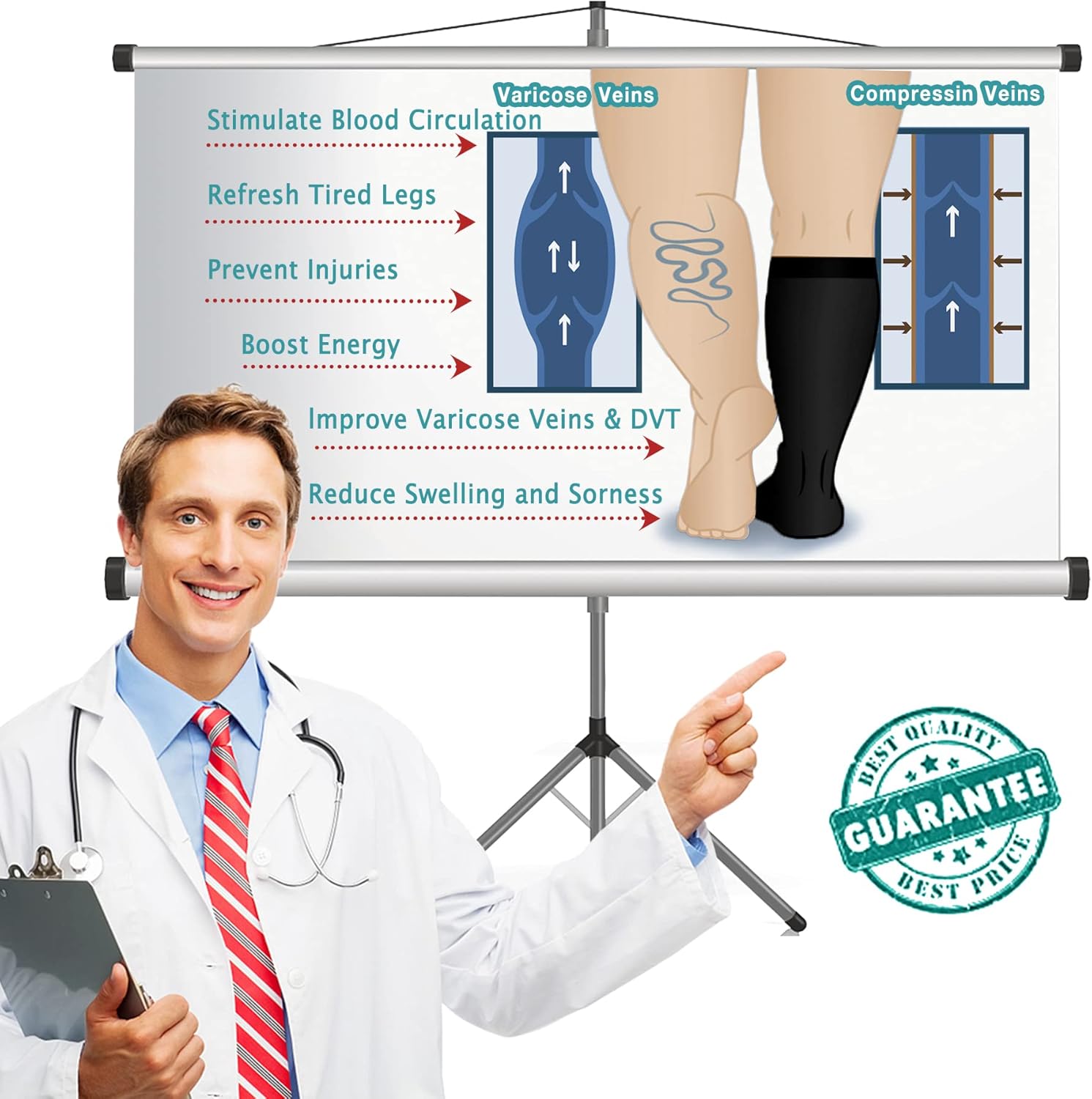 Iseasoo Calcetines de compresión de talla grande para hombres y mujeres, 3 pares de medias de compresión de pantorrilla ancha para circulación,