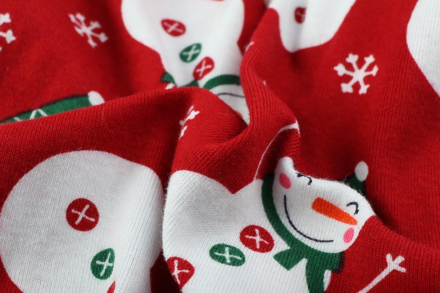 bonita pijama para perros, para mascotas pequeñas, diseño de muñeco y copos de nieve, color rojo, 95% algodón, 5% licra