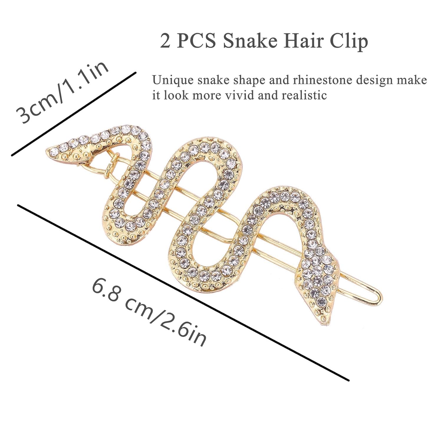 Juego de pinzas de metal para el pelo de serpiente de aleación con diamantes de imitación brillantes, accesorios de joyería para el cabello para