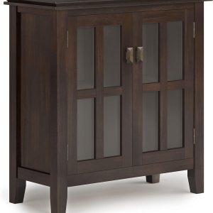 SIMPLIHOME Armario de madera maciza artesanal de 30 pulgadas de ancho contemporáneo de almacenamiento bajo en color marrón tabaco, para sala de SIMPLIHOME Armario de madera maciza artesanal de 30 pulgadas de ancho contemporáneo de almacenamiento bajo en color marrón tabaco, para sala de