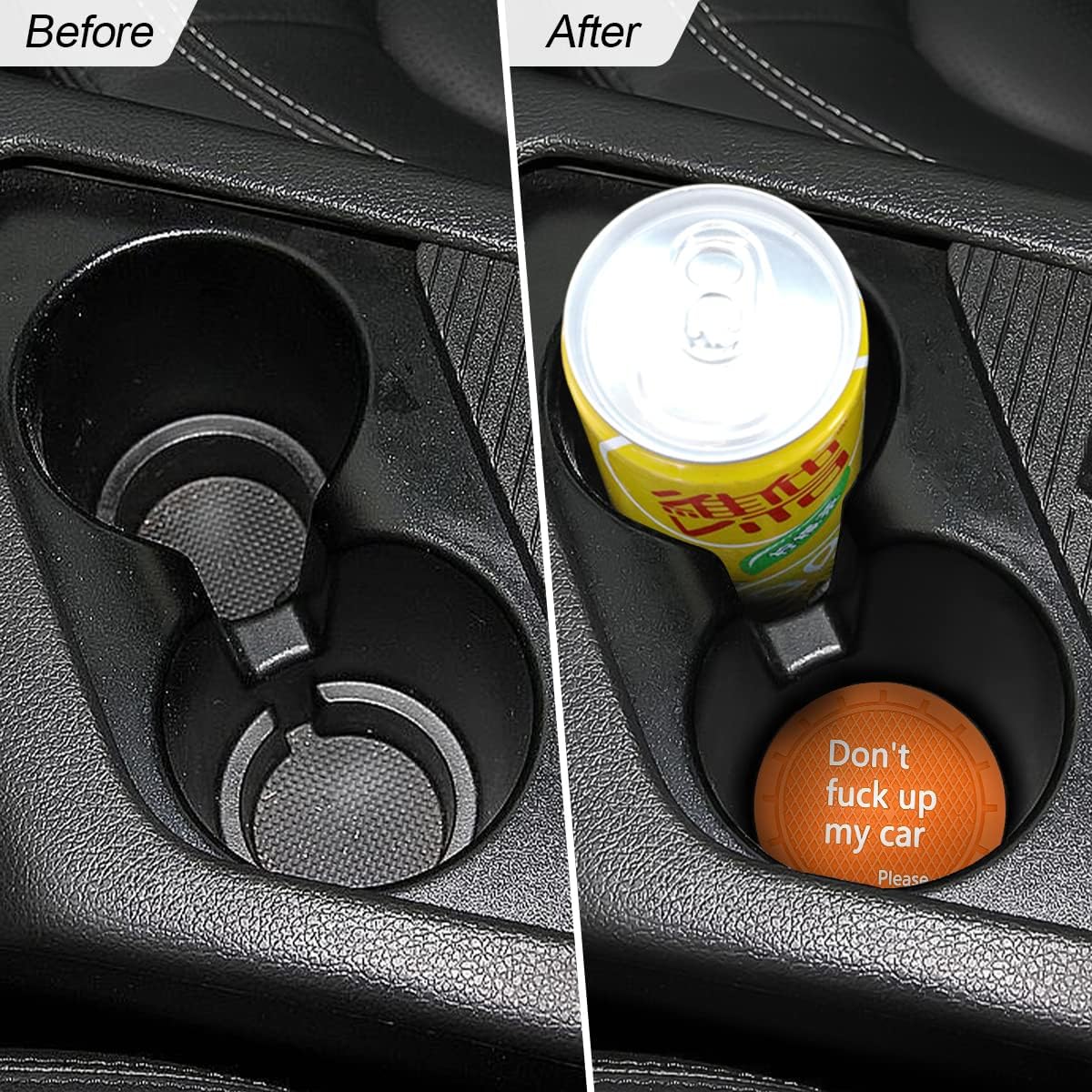 8sanlione Posavasos para automóvil, 4 posavasos de 2.75 pulgadas, tapete integrado antideslizante e impermeable, accesorios interiores automotrices