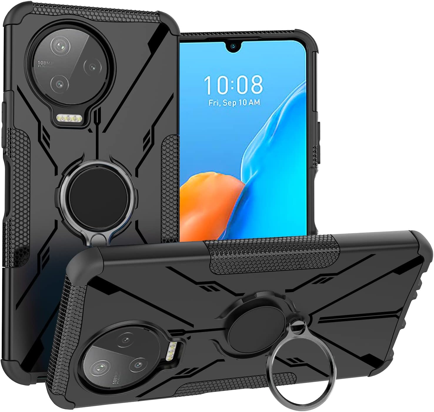 Funda para Infinix Note 12 Pro 4G, soporte giratorio de 360, doble capa, a prueba de golpes, para Infinix Note 12 Pro 4G X676B, color negro