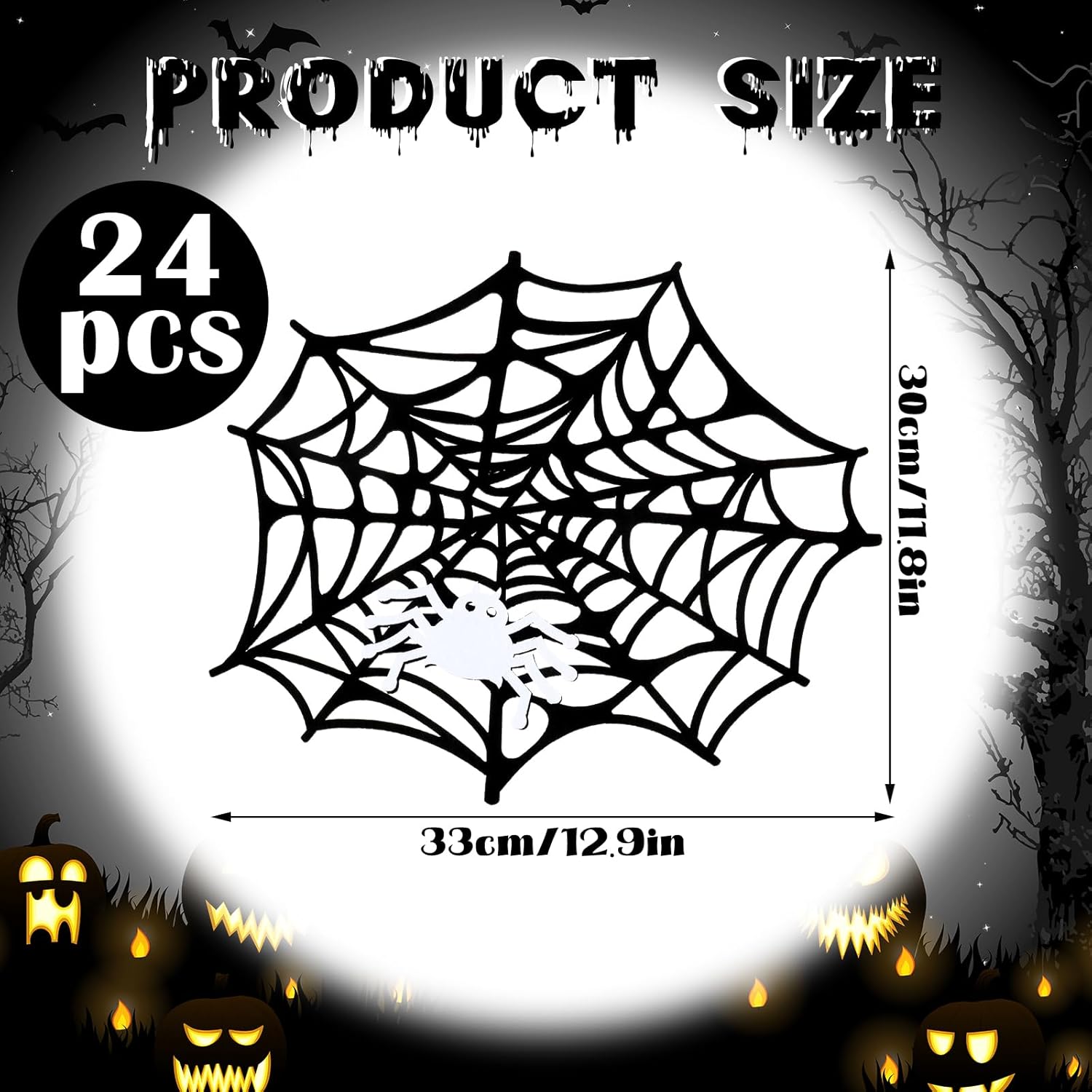 Newwiee Manteles individuales de araña de Halloween de 13 pulgadas, decoración de mesa de Halloween con bonitos manteles individuales de telaraña,