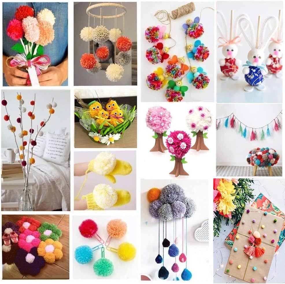 Máquina para hacer pompones, 4 tamaños para tejer bolas de pelusa, agujas, manualidades, manualidades, juego de herramientas de lana, decoración + 1