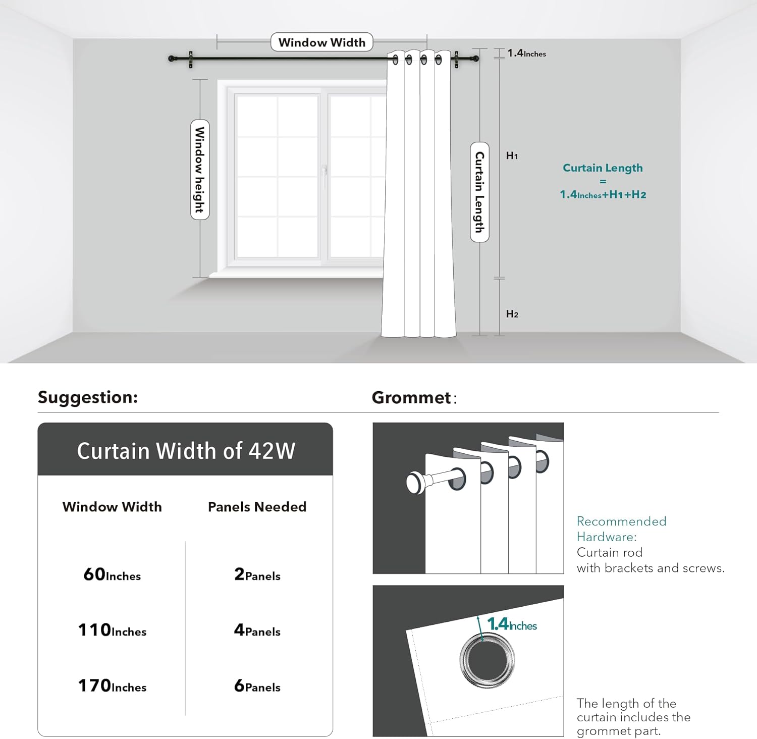 Deconovo Cortinas totalmente opacas, paneles de cortina de lino sintético con ojales, oscurecimiento de habitación, cortinas de ahorro de energía