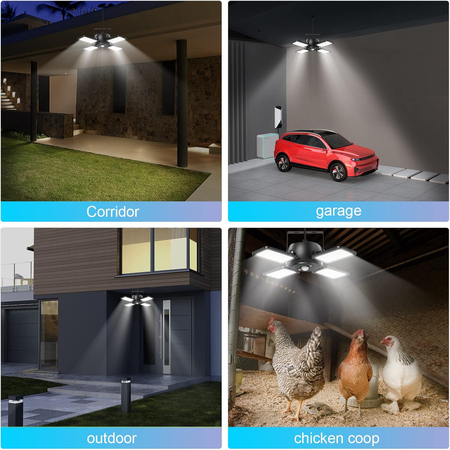 Luz solar para cobertizo con sensor de movimiento solar para interiores y exteriores, 144 LED, 1200 lúmenes, luz de trabajo diurna con 5 modos de
