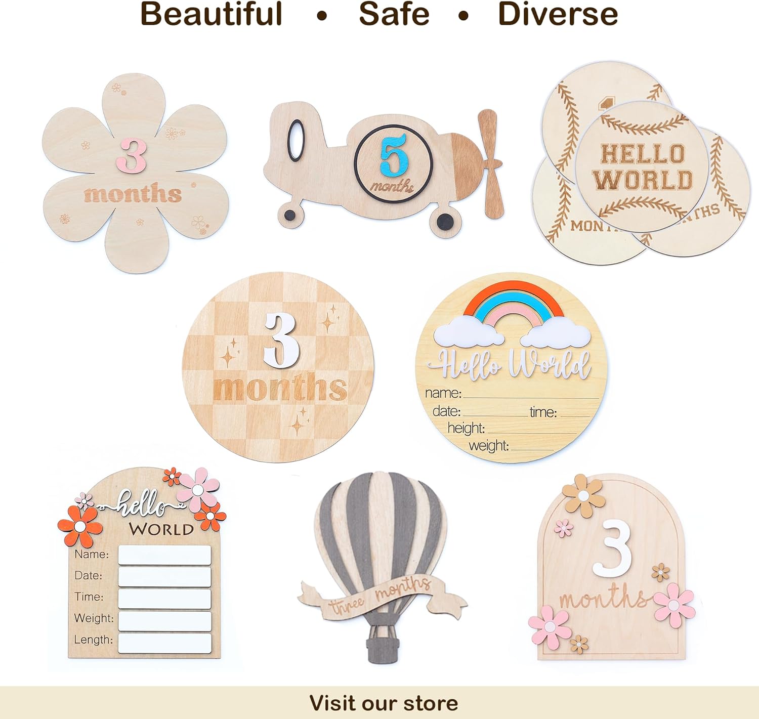 Tarjetas de hitos mensuales para bebés, discos de hitos mensuales de madera, accesorios de fotografía para recién nacidos para documentar el