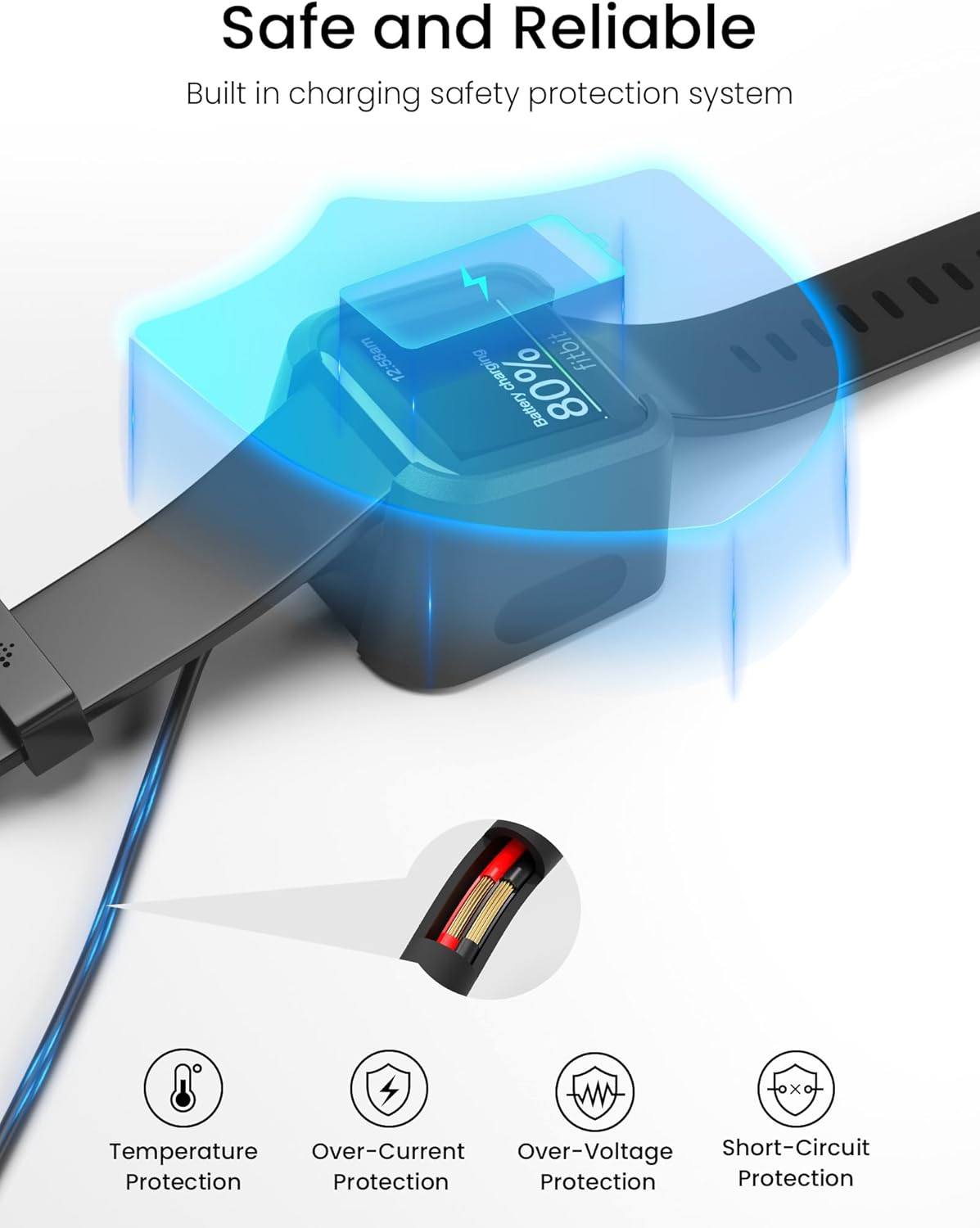 Cargador para Fitbit Versa 1Versa LiteVersa SE Cable de carga de repuesto para reloj inteligente Versa, Versa SE, Versa Lite (3.3 pies3.3 ft)