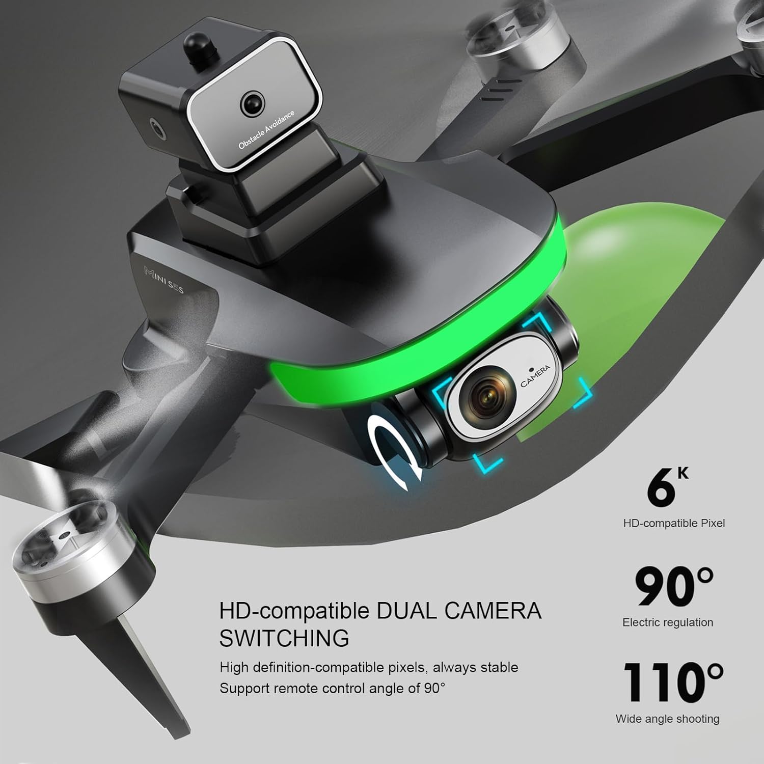 Dron con cámara gran angular para adultos y niños, 4K HD plegable control remoto Quadcopter Drone Altitude Hold Juguetes de control remoto regalos