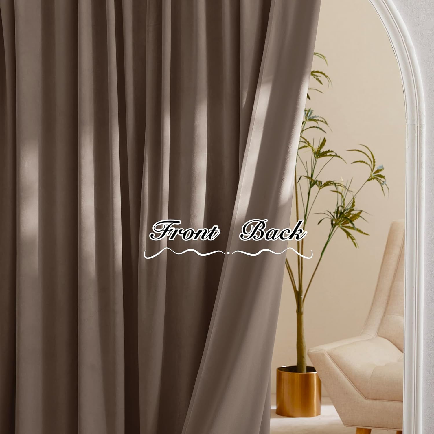 PONY DANCE Cortinas de terciopelo champán para oscurecer la habitación, 96 pulgadas, suaves, clásicas, sólidas, con aislamiento térmico, para sala