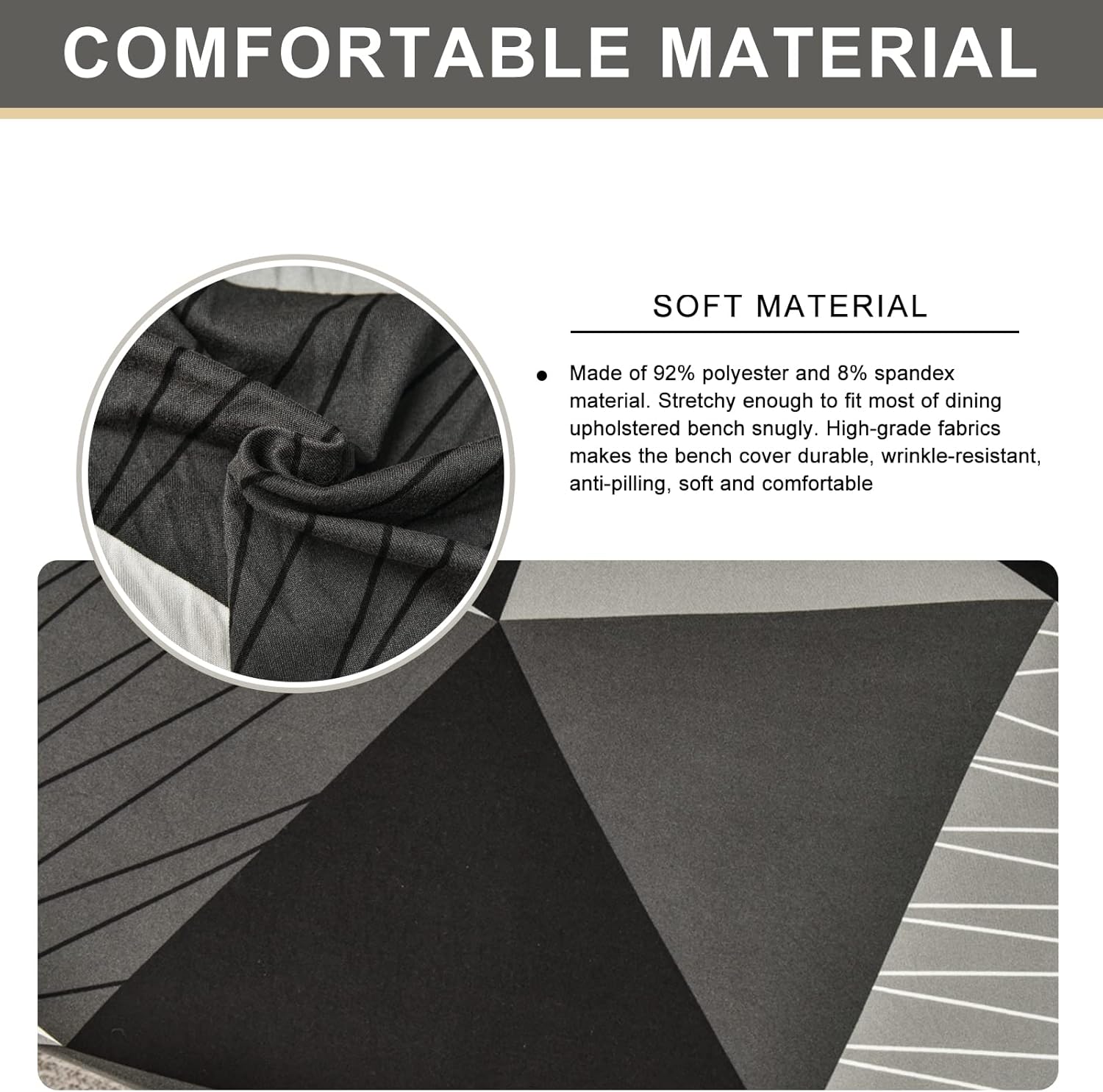 HAOYONG Funda elástica de elastano para asiento de banco de comedor, fundas de cojín rectangulares para banco de piano, protector de muebles para