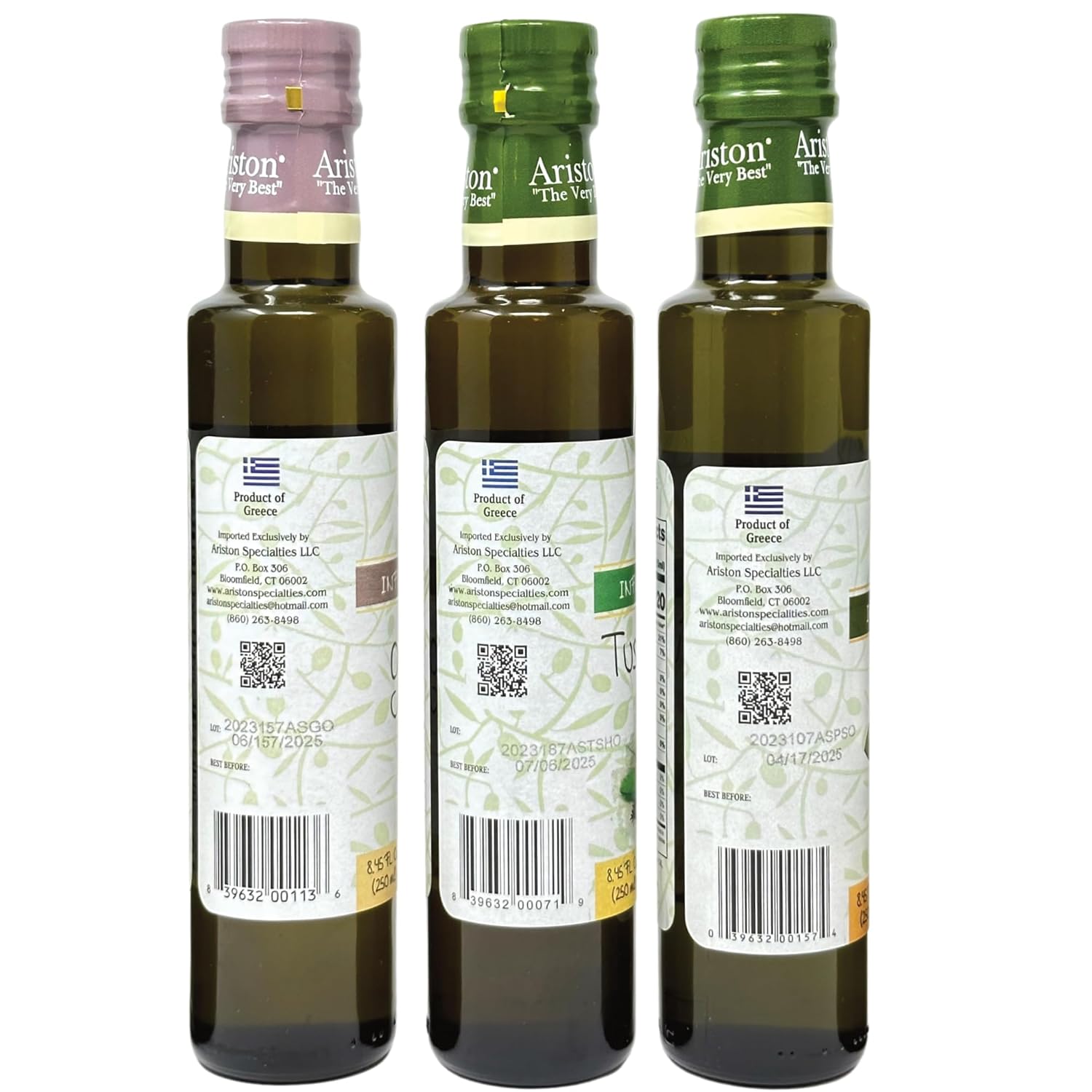 Ariston Specialties – Juego de aceite de oliva infundido con (1) aceite de oliva con infusión de ajo de 8.45 onzas, (1) aceite de oliva con sabor a