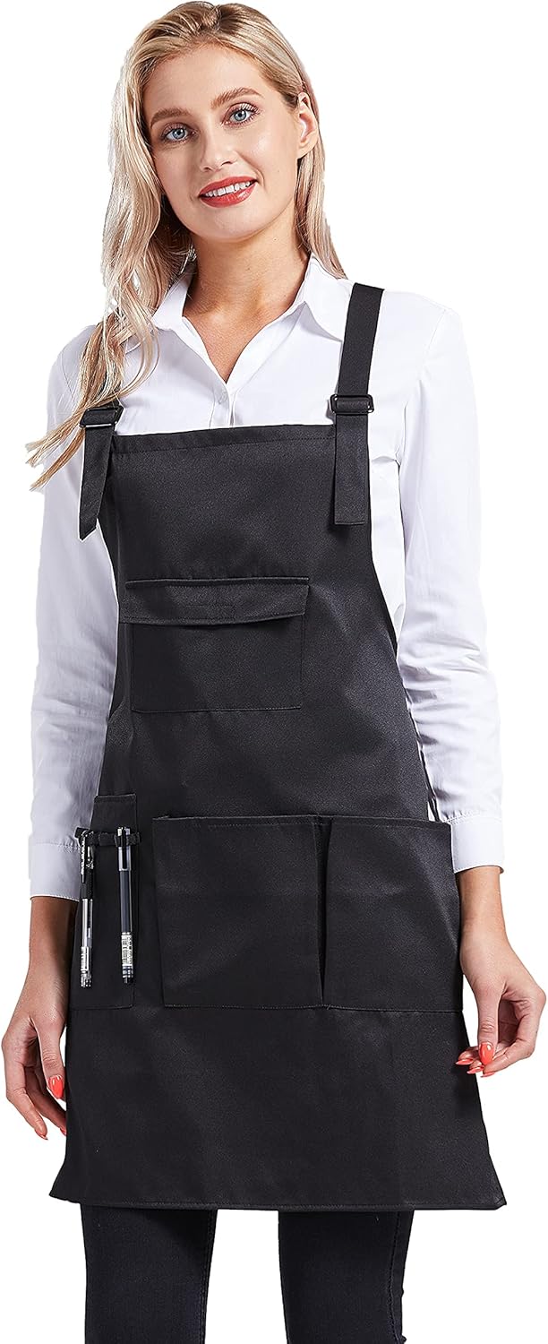 Nanxson Delantal ajustable para mujer, delantal de trabajo profesional con bolsillos para herramientas CF3010