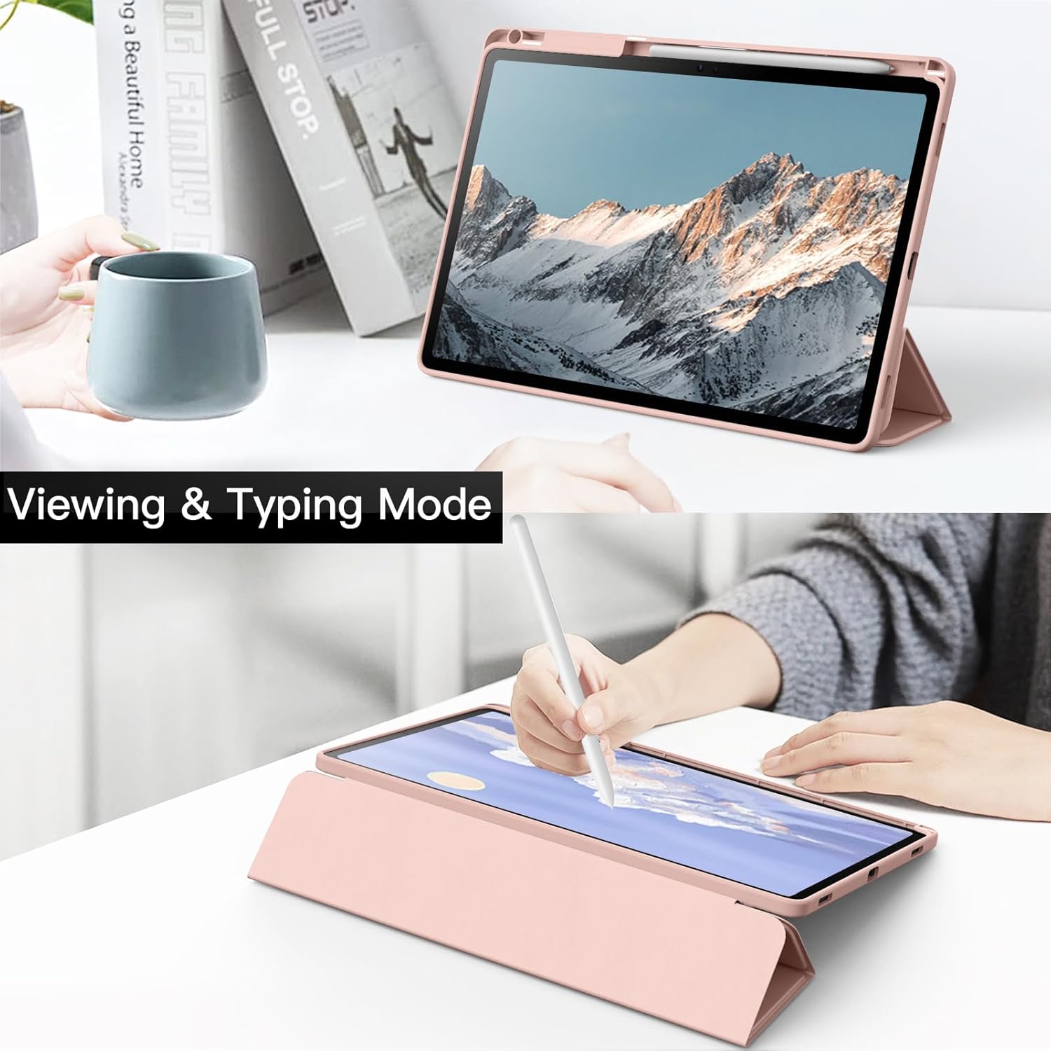JETech Funda para Samsung Galaxy Tab S9 Plus de 12.4 pulgadas con soporte para bolígrafo S, parte trasera de policarbonato transparente