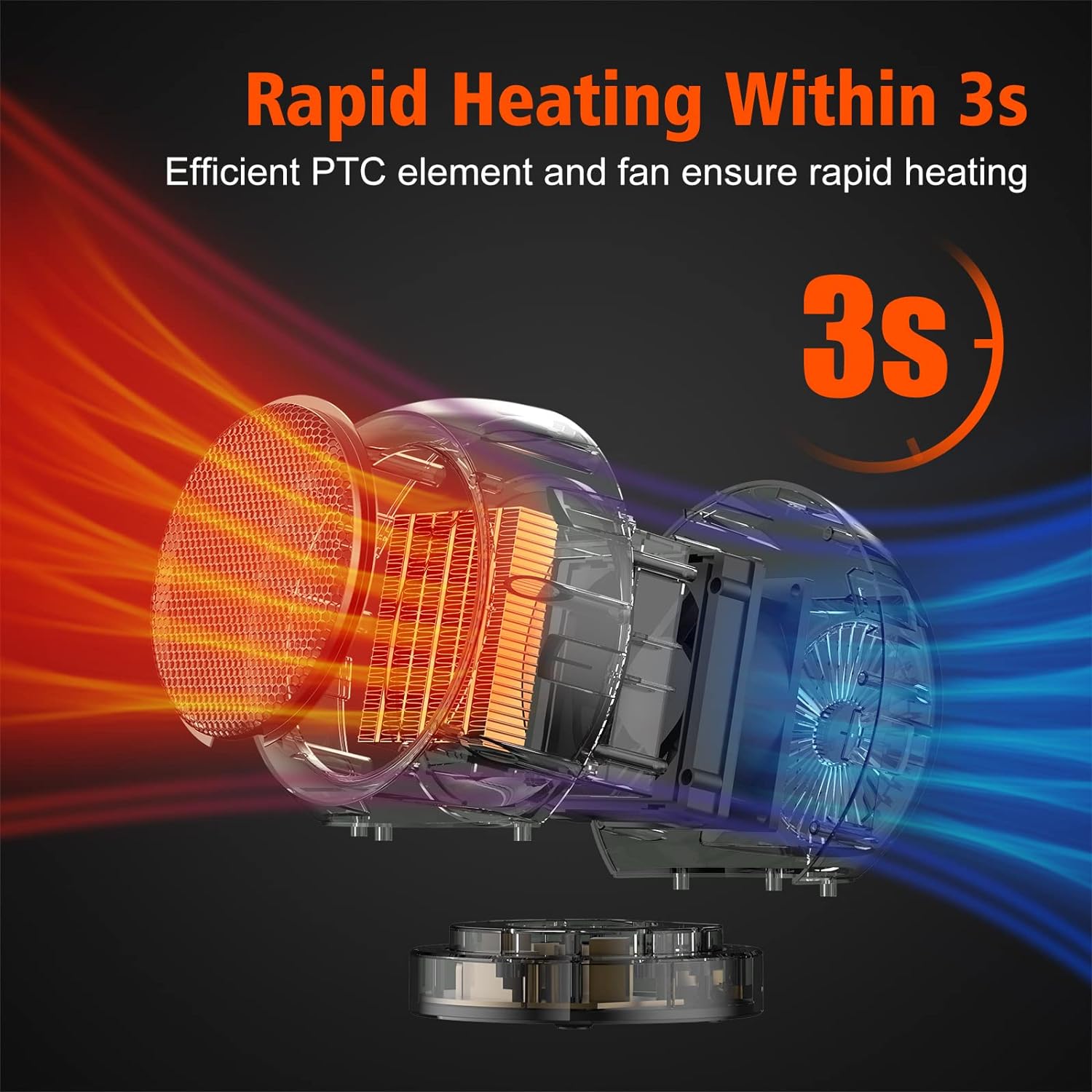 Calentador de espacio, PTC de cerámicaportátil, calentador eléctrico de escritorio, ventilador de alto rendimiento para el hogar, dormitorio,