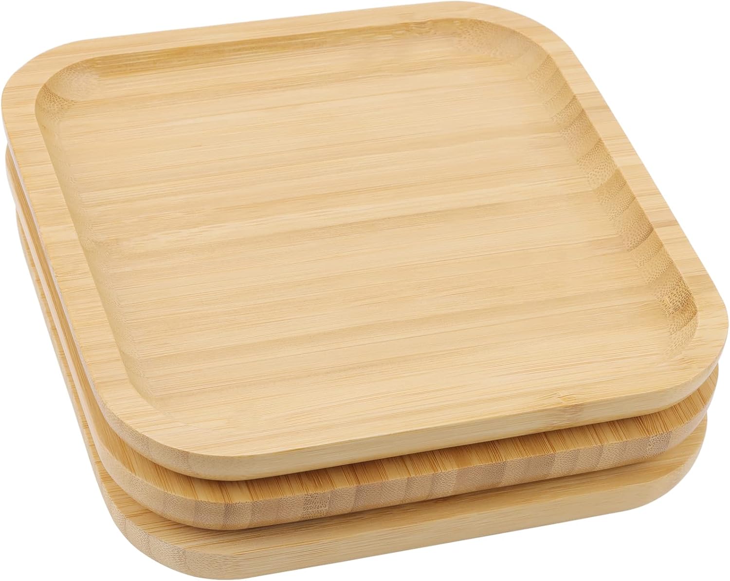 JOIKIT Paquete de 3 platos de bambú de 10 pulgadas, platos de madera fina y pulida, bandeja de bambú para sostener frutas, pan, queso, nueces, café,