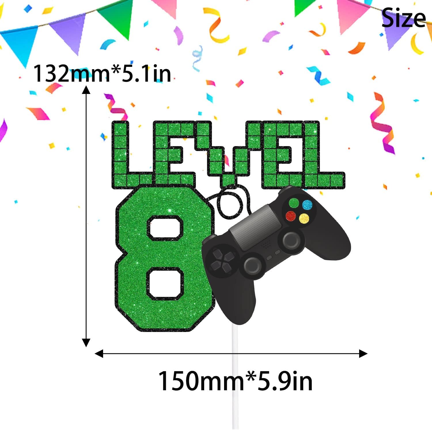 Decoración para pastel de nivel 8 de videojuegos  Decoración perfecta para fiesta de cumpleaños o fiesta temática de videojuegos para adolescentes