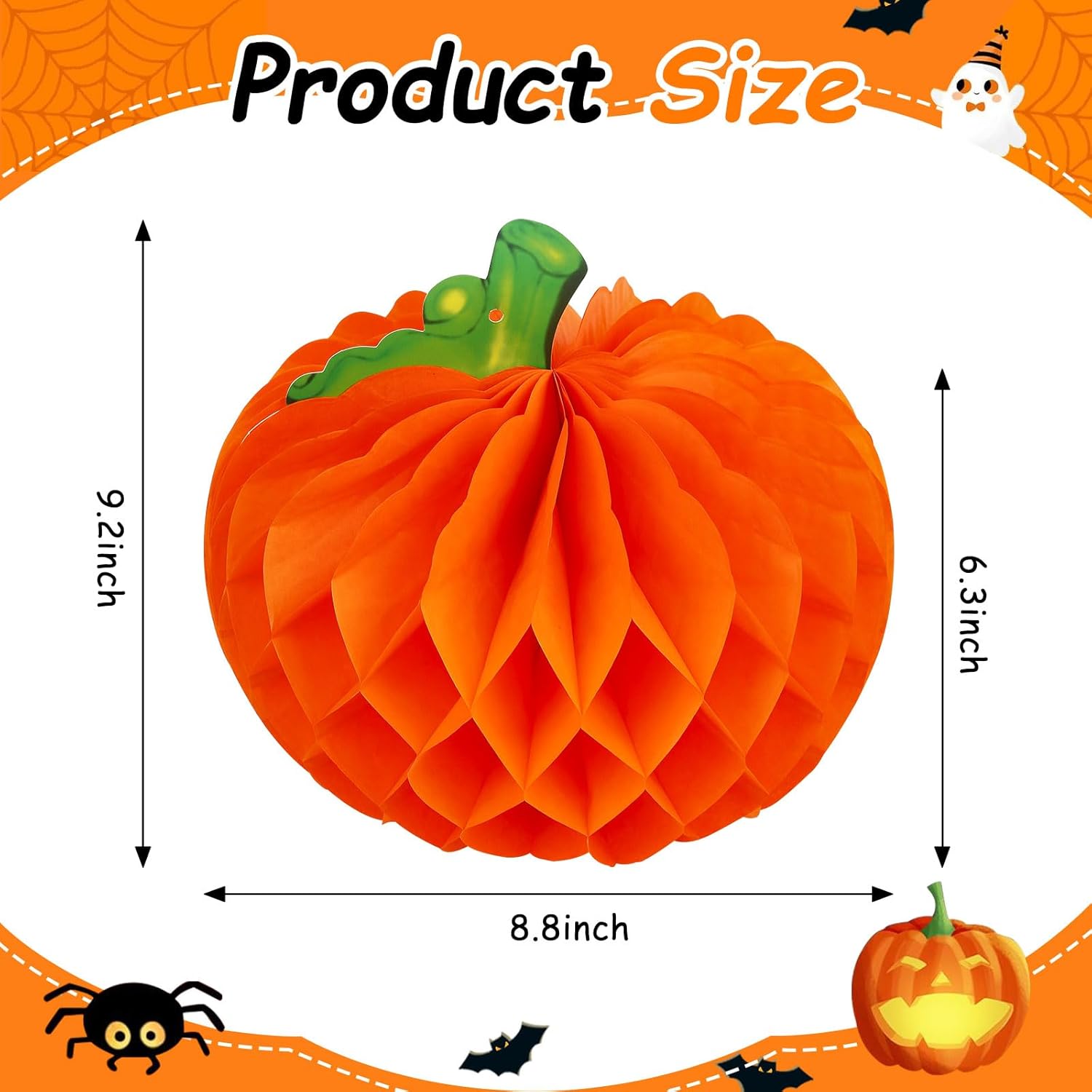 YZXZM Faroles de papel de Halloween de panal, decoración de calabaza de Halloween para Acción de Gracias, cosecha de otoño (6 unidades)