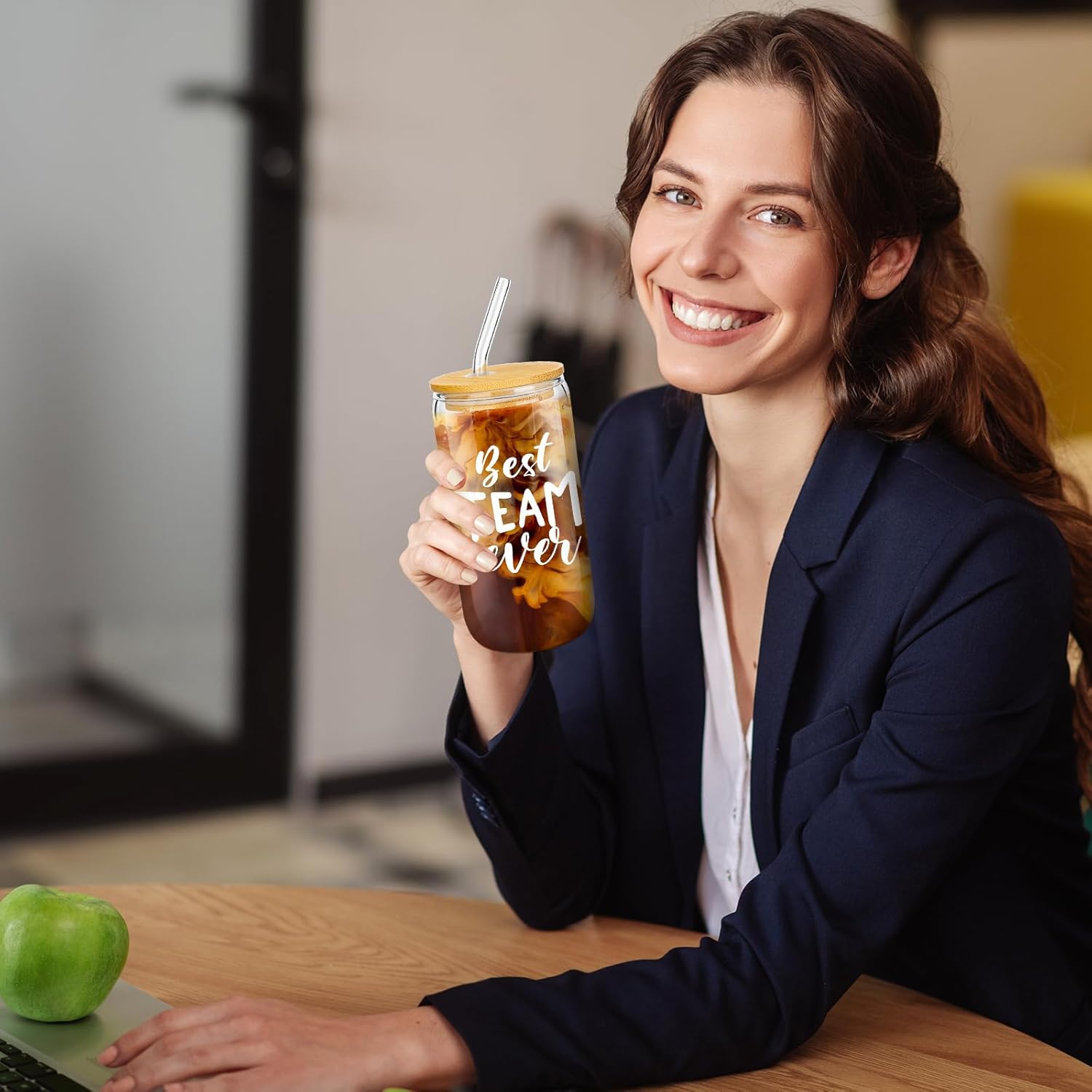 Purpeak Juego de 12 vasos de vidrio de agradecimiento para empleados, regalos de agradecimiento para compañeros de trabajo, vasos de vidrio de