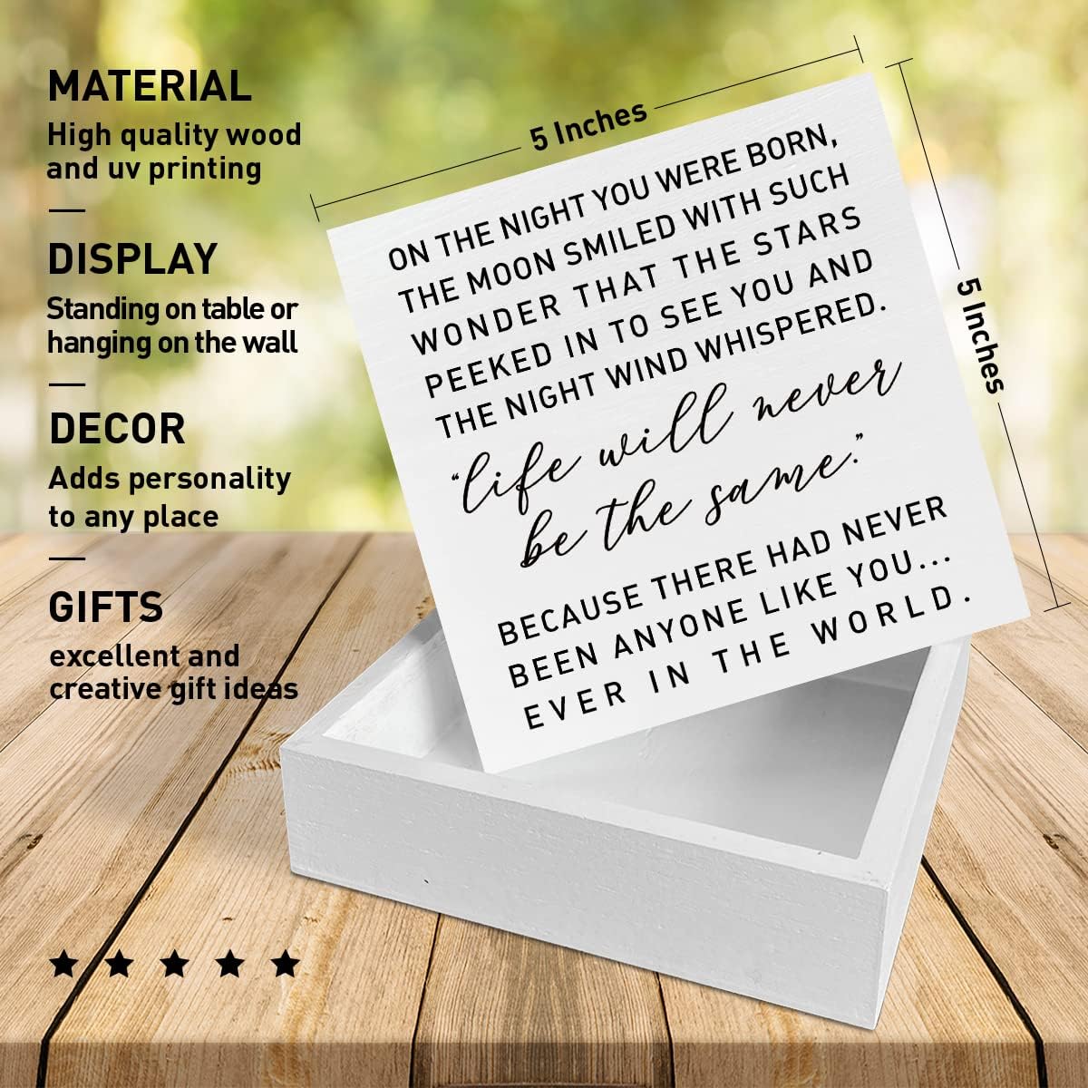 Decoración de madera para escritorio de guardería, en la noche que fuiste nacido, decoración de guardería, decoración neutra para recién nacidos,