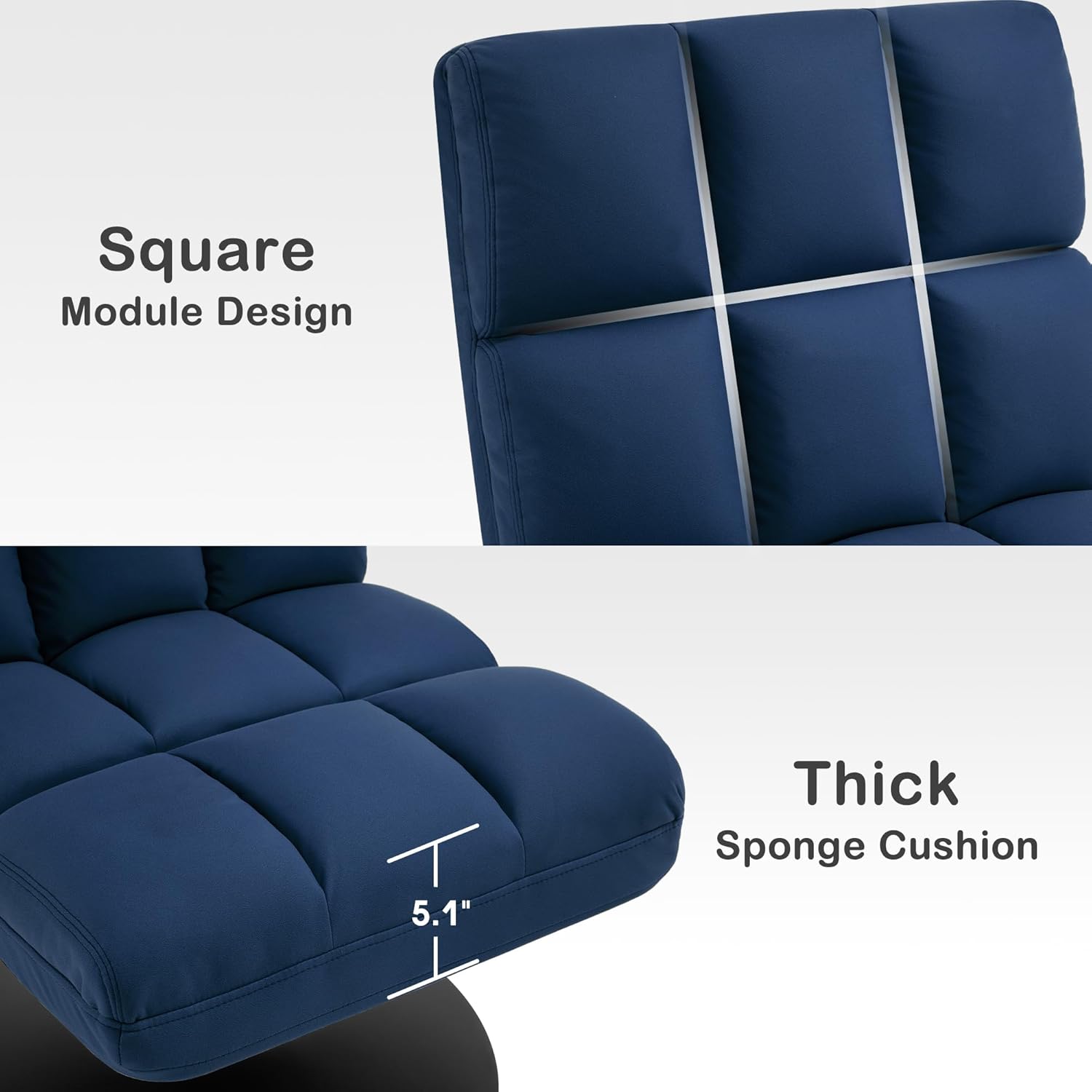 MCombo Sillas decorativas giratorias, silla tapizada sin brazos con costuras sin botones, sillas de ocio modernas para sala de estar, dormitorio