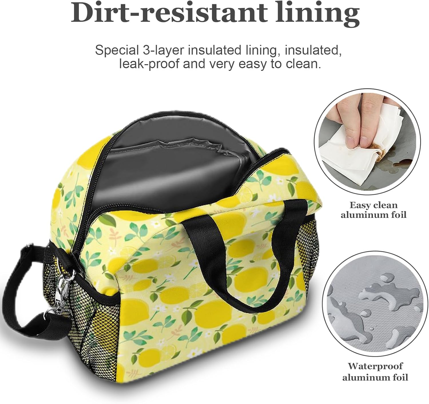 Loncheras aisladas a prueba de fugas para mujeres con correas para el hombro, bolsa de almuerzo con impresión 3D, lonchera grande reutilizable con