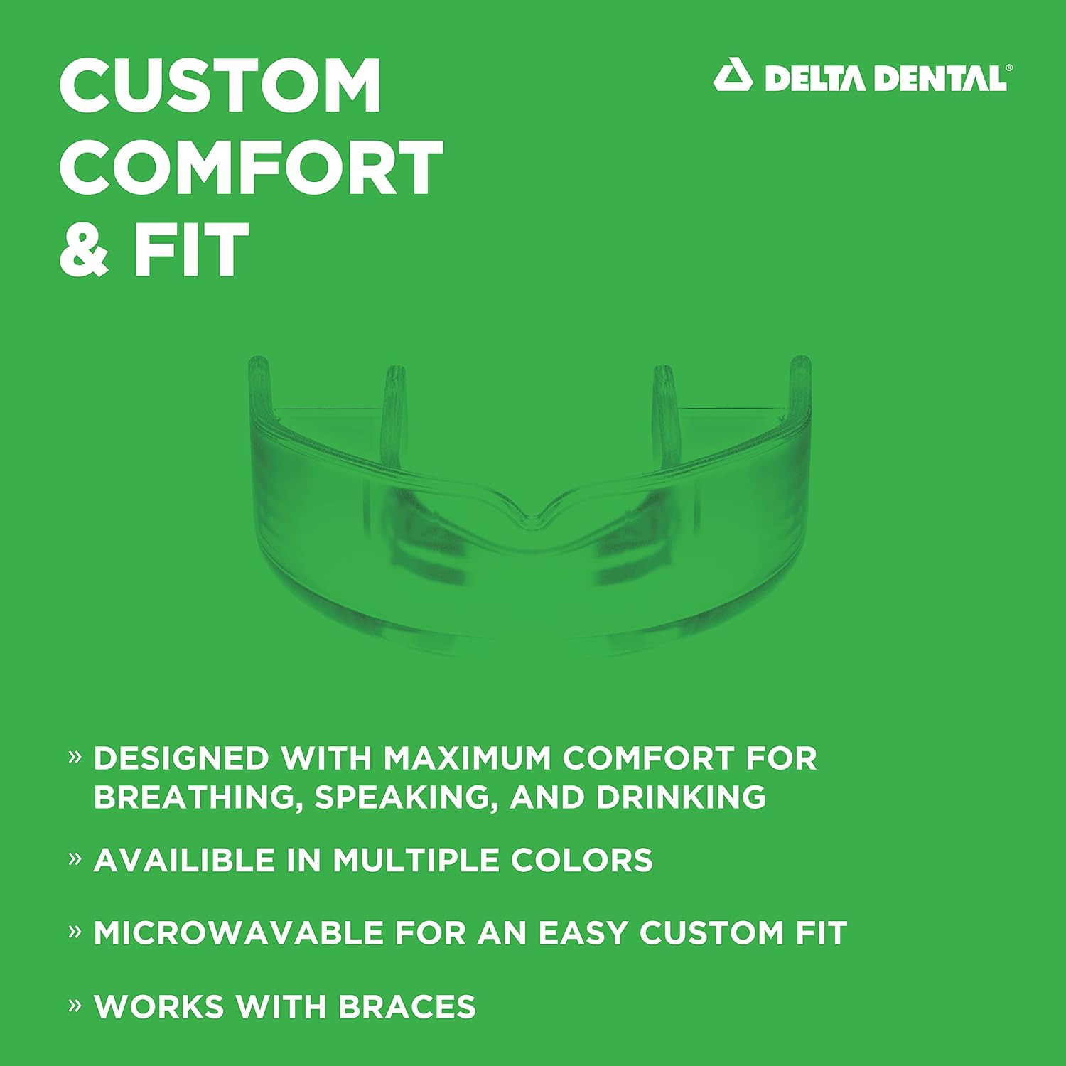 Delta Dental Protector bucal deportivo atlético aceptado por la ADA, 2 veces la absorción de impacto, funciona con aparatos ortopédicos, 1 paquete