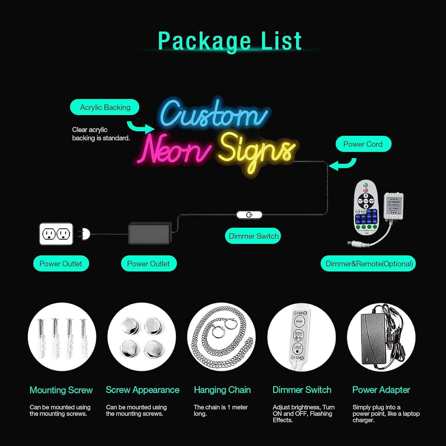 Letreros de neón personalizados  Luz LED de neón personalizada para dormitorio, cumpleaños, fiesta, decoración de pared, letrero de neón