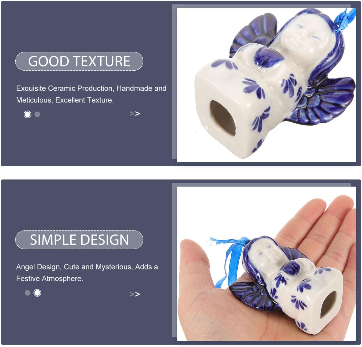 Abaodam Adorno de ángel de porcelana azul y blanca para colgar en el espejo retrovisor del coche, decoración del hogar, bendición de buena suerte