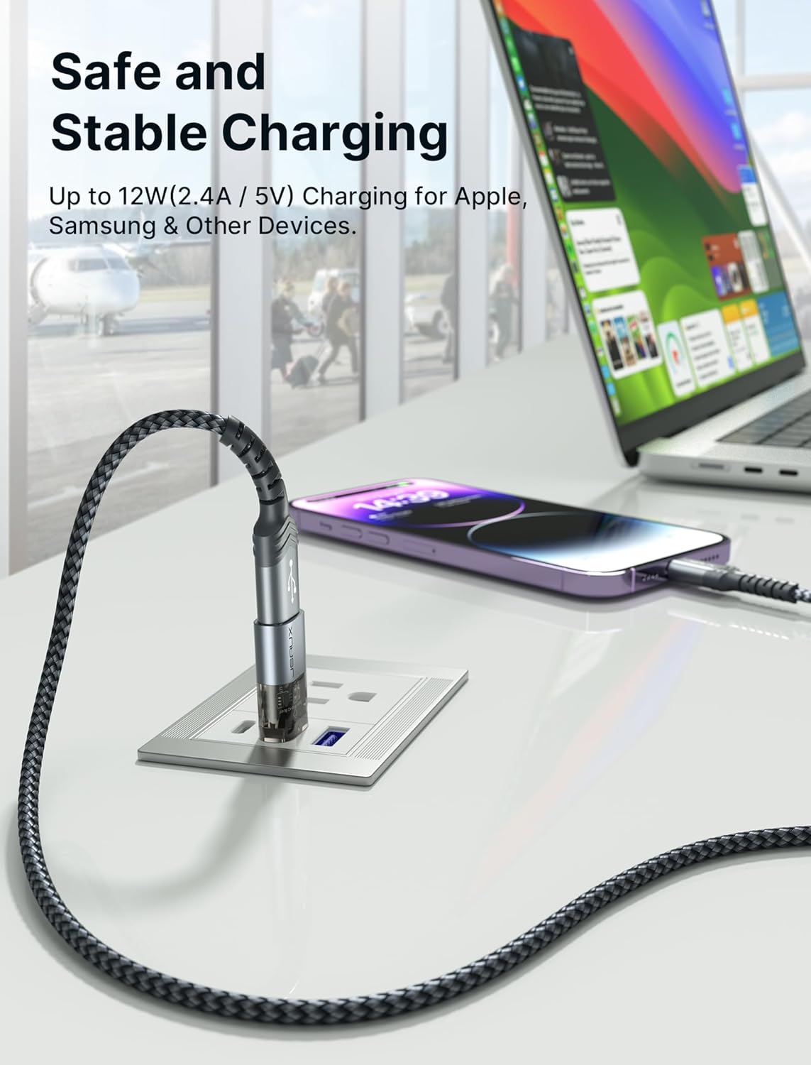 JSAUX Bloqueador de datos USB y bloqueador de datos USB C (paquete de 4), bloqueador de datos USB-A transparente a USB-A y USB-C a USB-C solo para