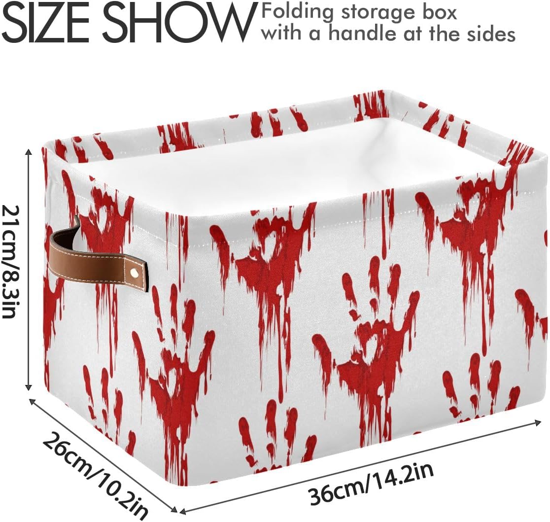 Bloody Scary Hands – Cesta de almacenamiento grande, bolsa organizadora plegable de tela con asas, 15 x 11 x 9.5 pulgadas
