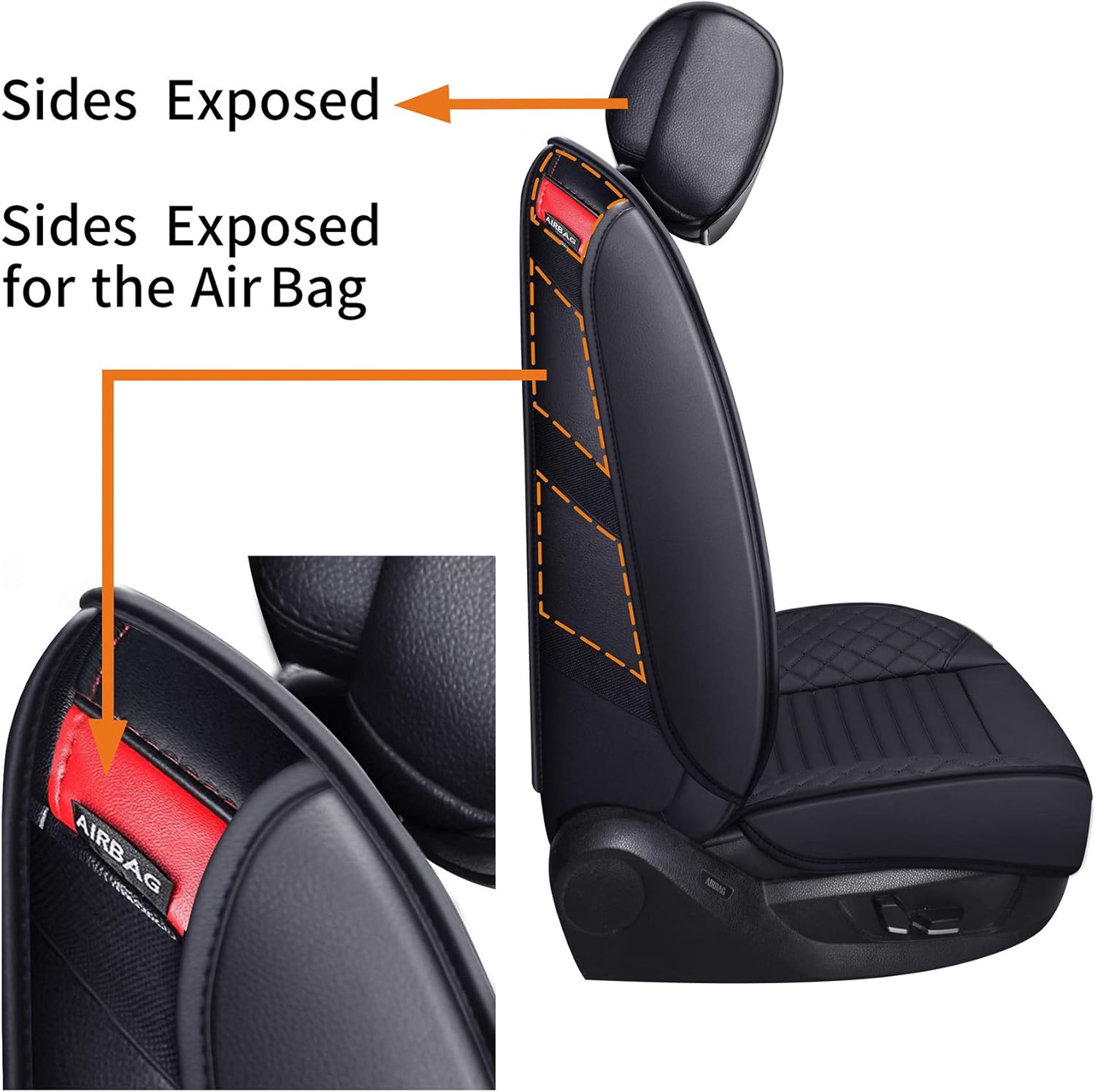 Fundas de asiento de coche Aierxuan de piel, para asiento delantero, para camión