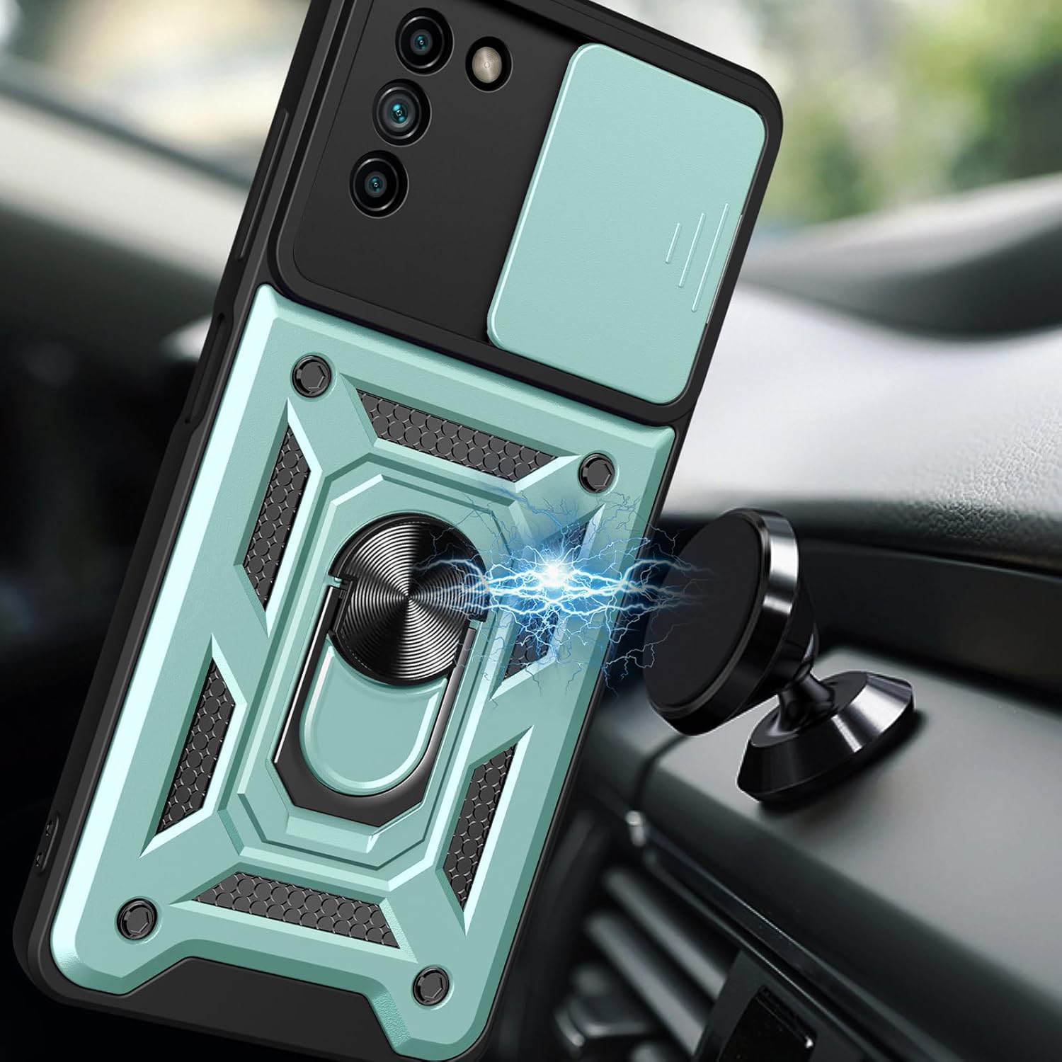 Oududianzi – Funda para Nokia G400 5G, con 2 protectores de pantalla, protección de cámara con cubierta deslizante, soporte giratorio a prueba de
