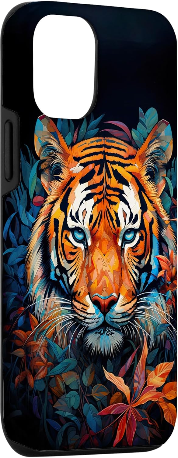 Funda para iPhone 13 Acuarela Cara de Tigre Animal Salvaje Gato Grande