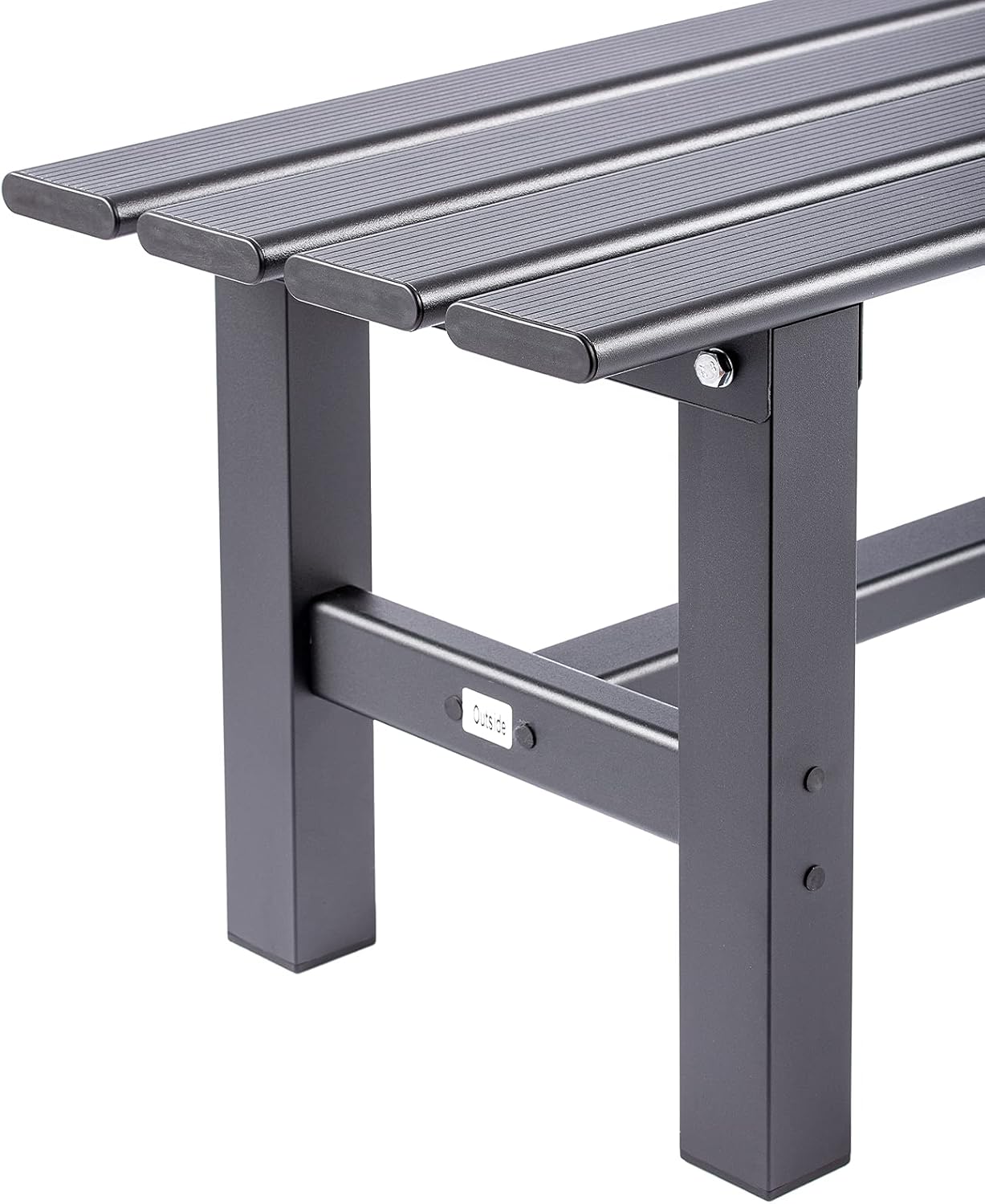 LoJok Banco de aluminio para patio al aire libre, color negro, 35.4 x 14.2 x 15.7 pulgadas, peso ligero (9.5 libras) de alta carga (300.7 libras),
