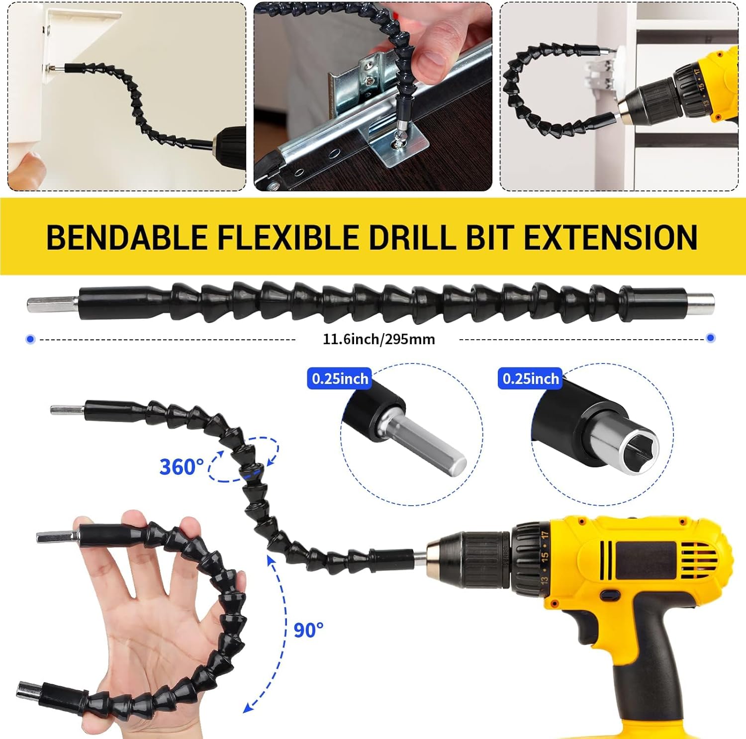 Juego de extensión de broca flexible de 32 piezas, accesorios de taladro de ángulo recto de 105, enchufe de junta giratoria de 14 38 12 en adaptador