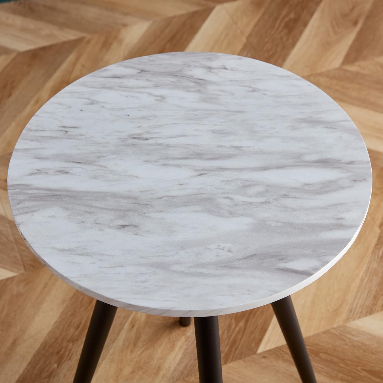 Mesas auxiliares, mesa auxiliar de imitación de mármol con marco de metal, mesa de centro pequeña, mesa auxiliar para sofá, mesita de noche, mesita