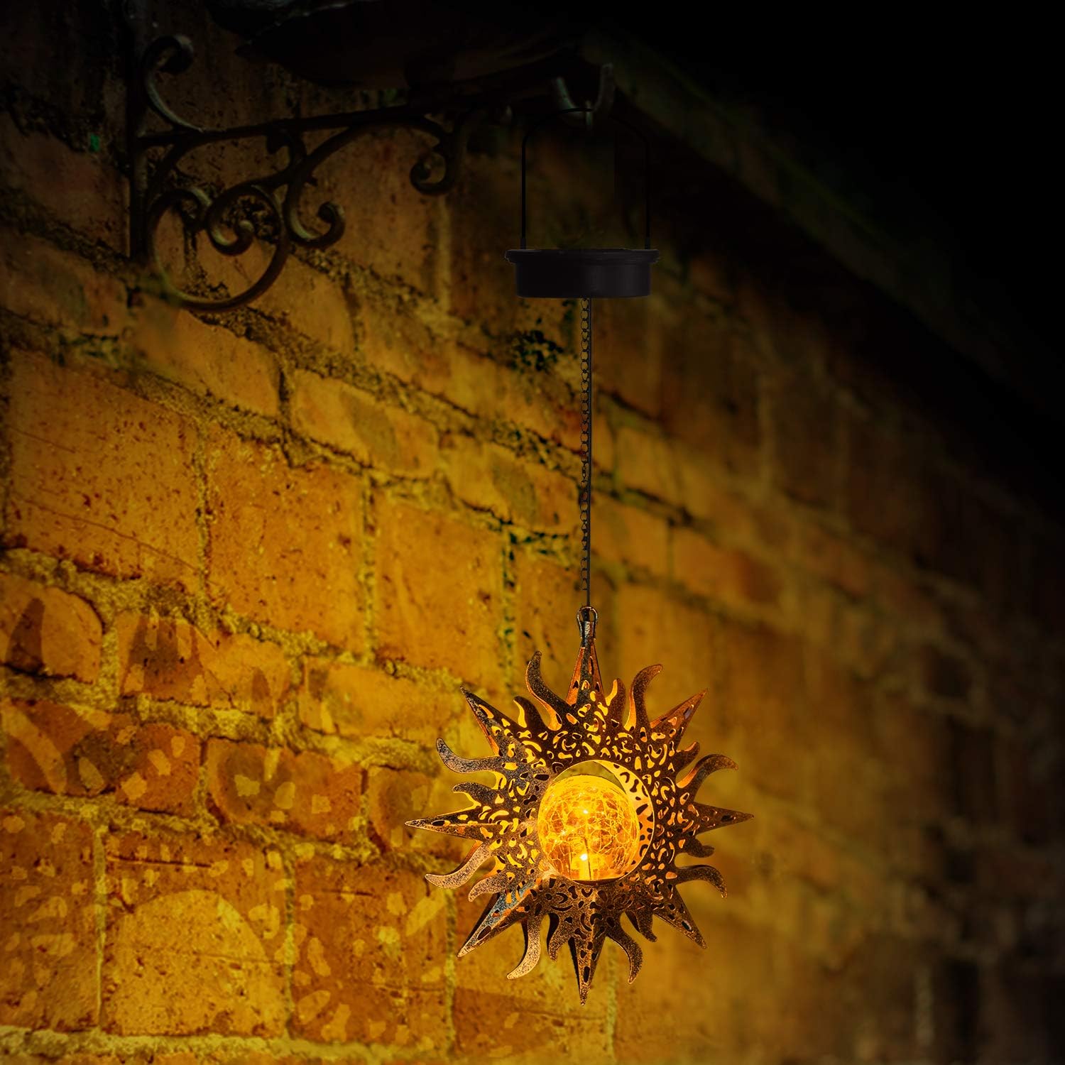 Luces solares para decoración de jardín al aire libre, faroles colgantes de metal con girasol, regalos impermeables para patio, porche, césped,
