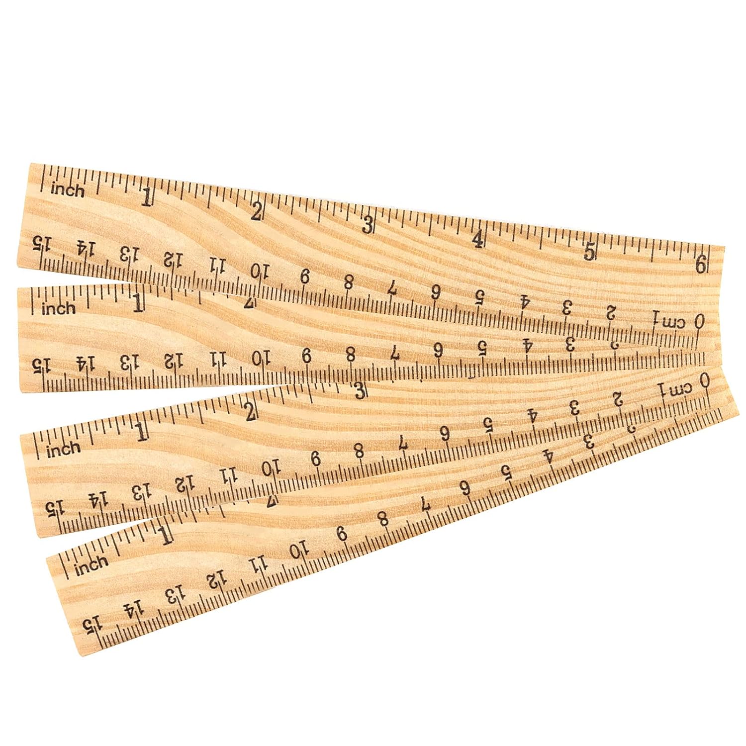 144 reglas de madera de 6 pulgadas, 5.9 in, 2 escalas de madera precisa, herramienta de medición de madera de doble cara para estudiantes,
