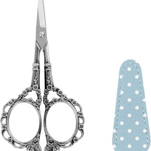 BIHRTC Tijeras de bordado de costura de 4.5 pulgadas, tijeras para manualidades con estuche de cuero, punta afilada, tijeras de acero inoxidable BIHRTC Tijeras de bordado de costura de 4.5 pulgadas, tijeras para manualidades con estuche de cuero, punta afilada, tijeras de acero inoxidable