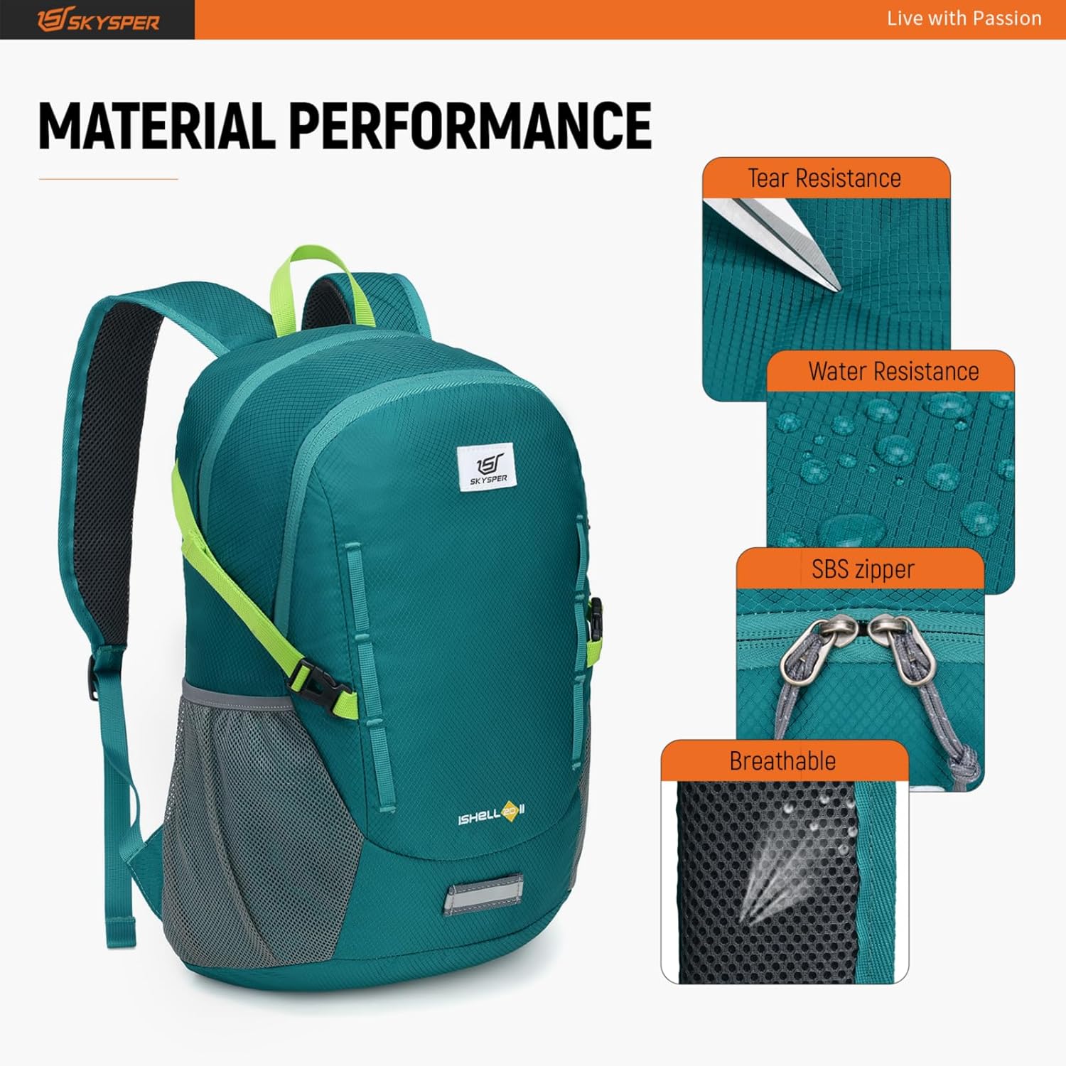SKYSPER Mochila ligera de senderismo  Mochila de viaje pequeña de 20L Mochila plegable resistente al agua para mujeres y hombres