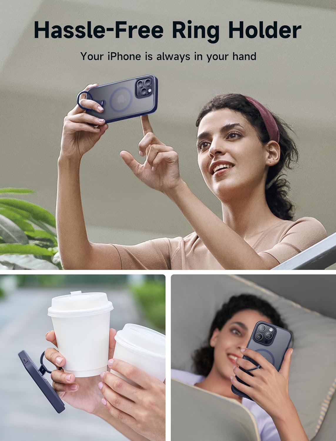 JSAUX RingLax – Funda magnética para iPhone 15 Pro con soporte y anillo mejorados, más flexible y más ángulo, compatible con Mag-Safe, delgada,