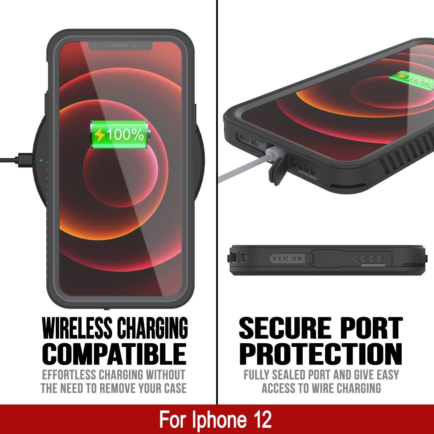 Punkcase Funda impermeable diseñada para iPhone 12 Serie Extrema Ajuste delgado Certificado IP68 A prueba de nieve Funda blindada con protector de