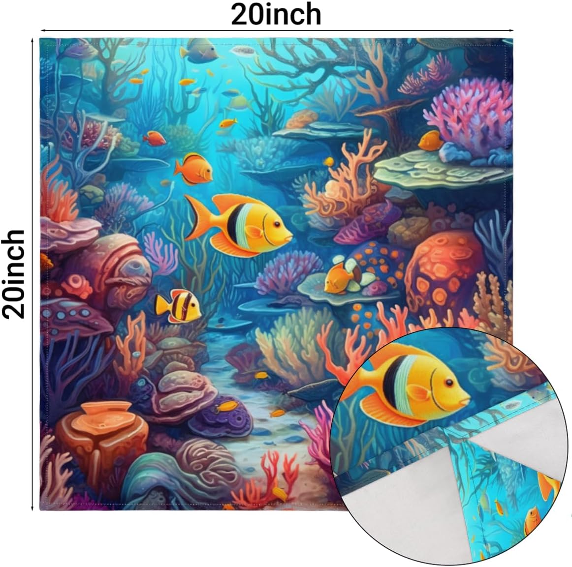 Cloth Napkins Set of 6 Tropical Fish 20×20 Inch Cloth Napkins Underwater World Coral Washable Reusable Kitchen Dinner Napkins Table Decor for