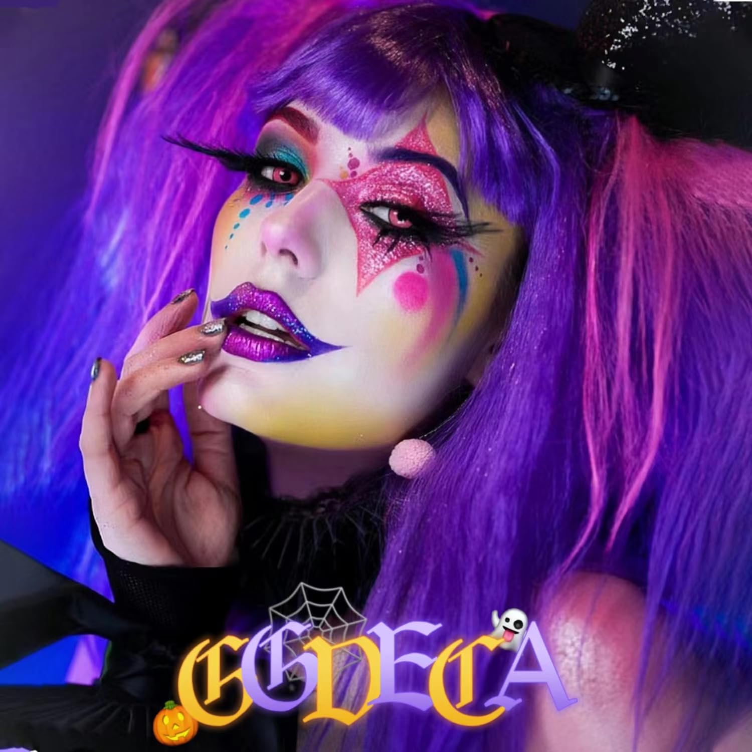 Uñas postizas cortas a presión de Halloween, uñas postizas cuadradas, color nude, negro, con pegamento, para Halloween, linda telaraña, murciélago,