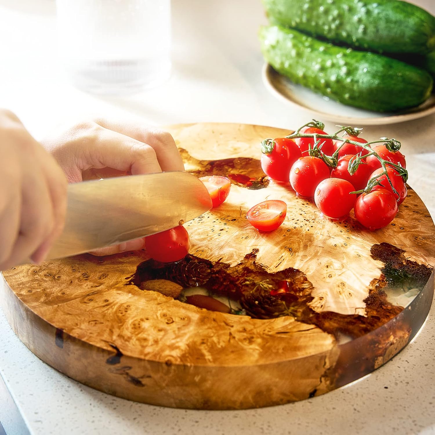 Tabla de cortar y servir de pino y abeto para Navidad  Plato de queso y embutidos de resina de madera de olivo italiano  Hermoso tema de bosque de