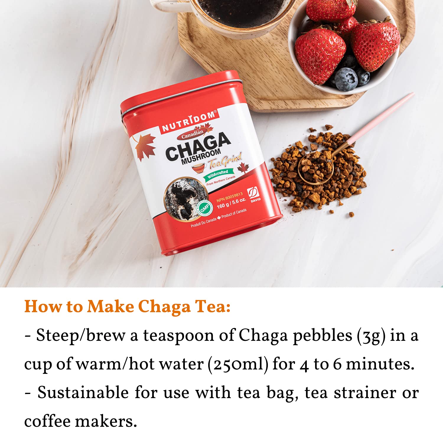 NUTRIDOM CHAGA Mushroom Tea Molind_Wild Harvest_5.64 oz