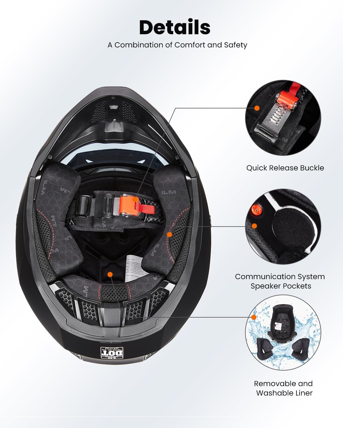 ILM Casco de motocicleta de cara abierta 34 para hombres y mujeres, casco retro vintage con visera para ciclomotor, ATV, crucero, scooter DOT modelo